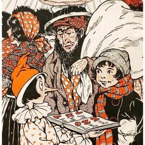 1927 Violet Moore Higgins Pinocchio Sells Book Puppet Theatre Lithograph DWSS12